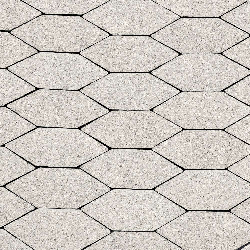 Тротуарная плитка СКОШЕННЫЙ ШЕСТИУГОЛЬНИК Б.1.ШГ.6 100х100х100х60мм Стандарт Белый