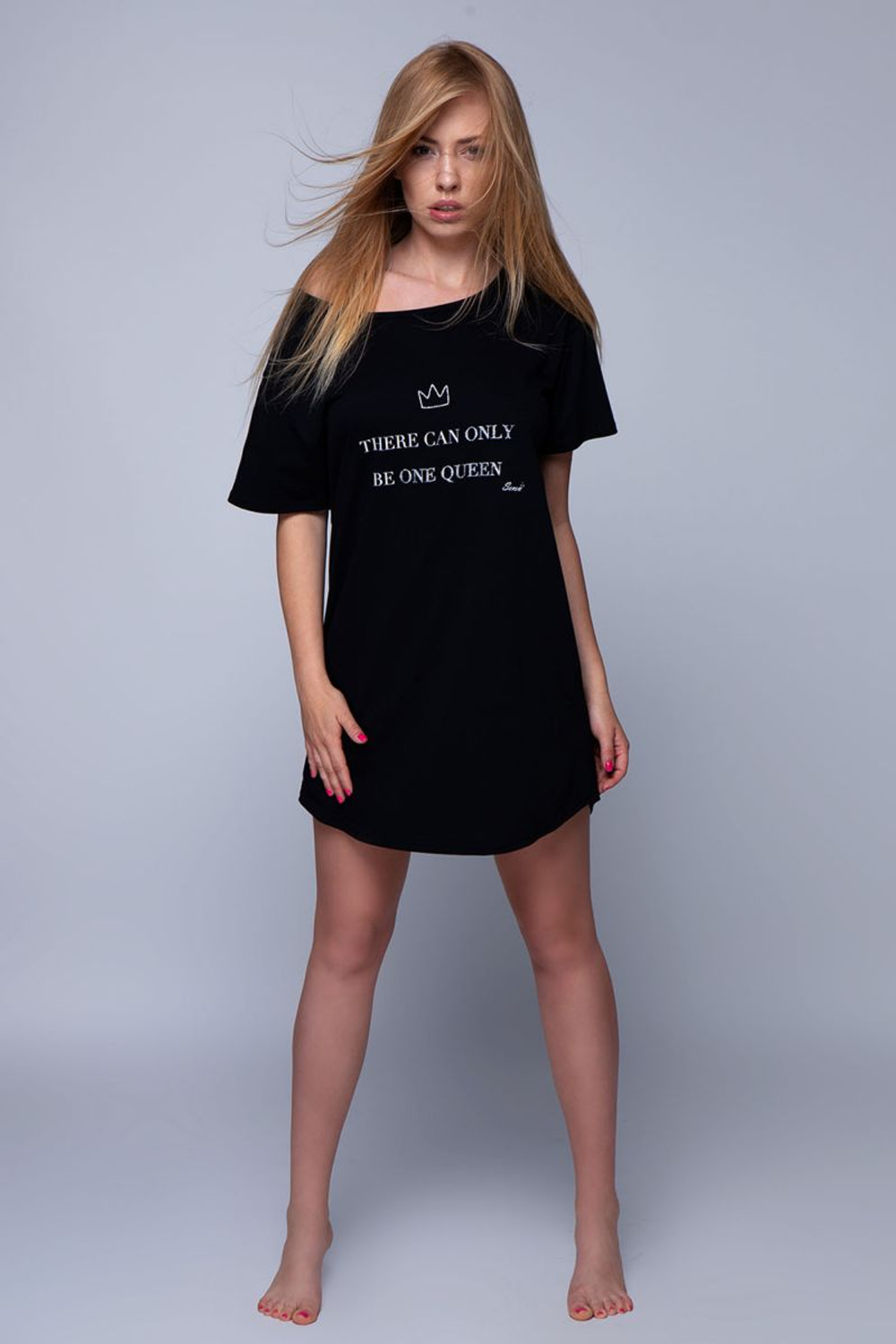 Коротенькая женская сорочка Celeste свободного кроя (Размер: S-M-L) (Цвет: черный)