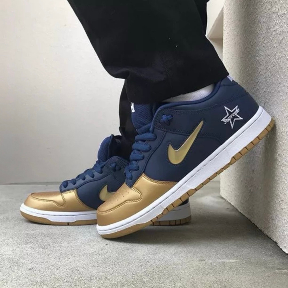 Nike SB Dunk Low Supreme Jewel Swoosh Gold