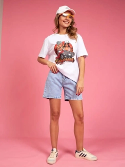 Футболка женская оверсайз белая с принтом лос анджелес