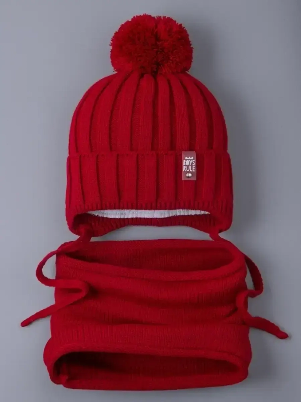 Шапка осенняя вязаная и снуд для детей