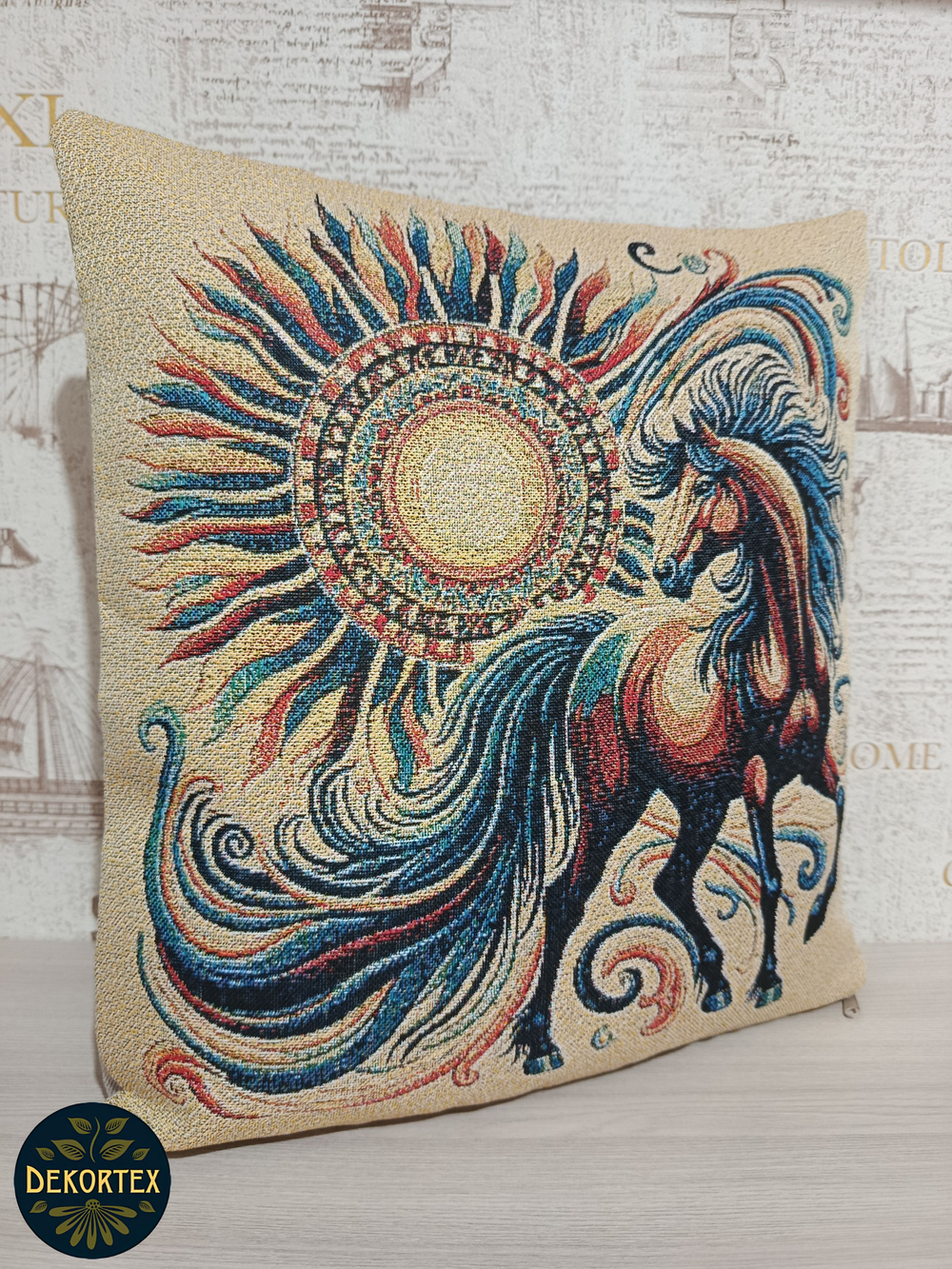 Декоративный гобеленовый чехол для интерьерной подушки Вороной 38*38