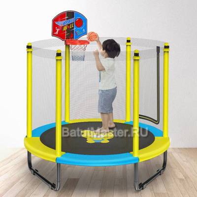 Каркасный батут для детей, с баскетбольным кольцом, диаметр 5 фт