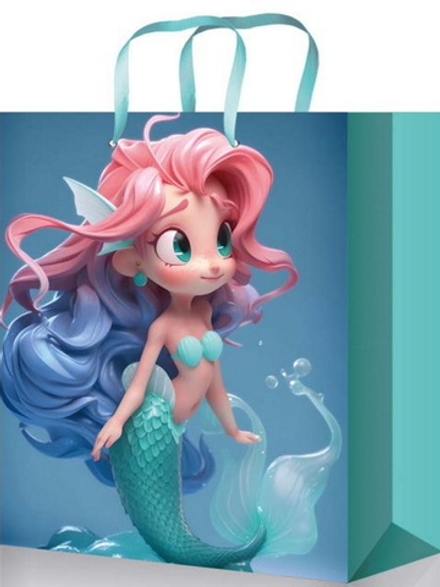 Пакет подар. бумажн. 22*31*10 см, 128гр/м2 Принцесса русалок