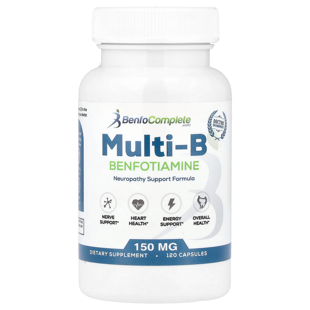 Benfotiamine Inc., Multi-B, добавка с бенфотиамином для поддержки при заболеваниях нервной системы, 150 мг, 120 капсул