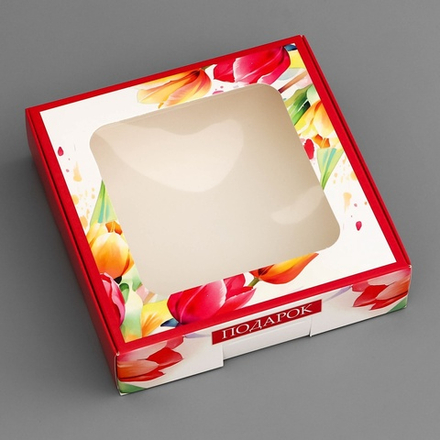 Коробка 13*13*3 см Тюльпанчики