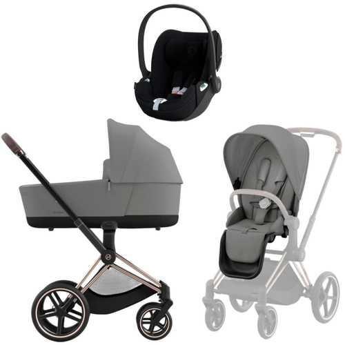 Коляска 3 в 1 Cybex Priam IV Rosegold complete и автокресло Cloud T i-Size Sepia Black Plus Mirage Grey