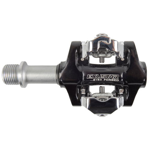 Педали 5-311847 алюм. контактные, фрезерованная ось Cr-Mo, япон. пром. подшип. SHIMANO SPD-совместим. 290гр, сер.-черные E-PM215+ EXUSTAR