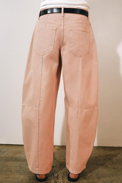 ZARA ДЖИНСЫ ZW COLLECTION BARREL ПЭЧВОРК СО СРЕДНЕЙ ПОСАДКОЙ, РОЗОВЫЙ