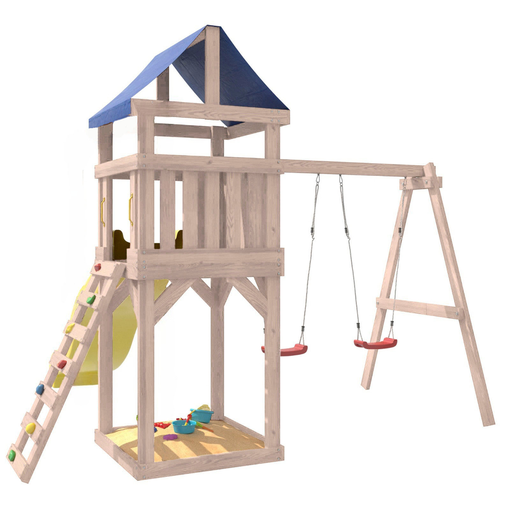 Детская площадка неокрашенная Сlassic с качелями лодочка IgroWoods для улицы и дачи