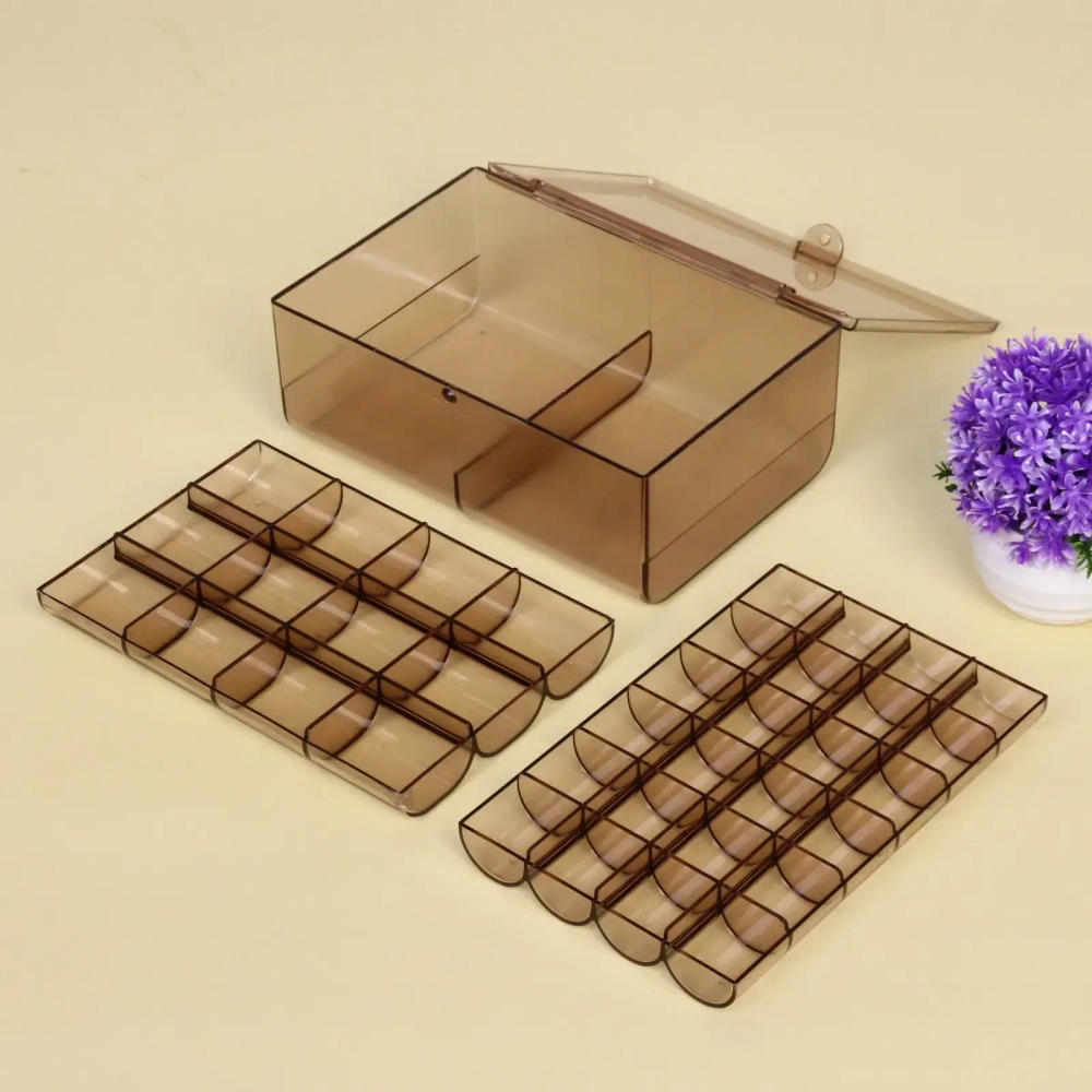 Органайзер для хранения «ТАРТИ ТАН», цвет прозрачный, три отделения13*18.5*7.7см (упаковка коробка)