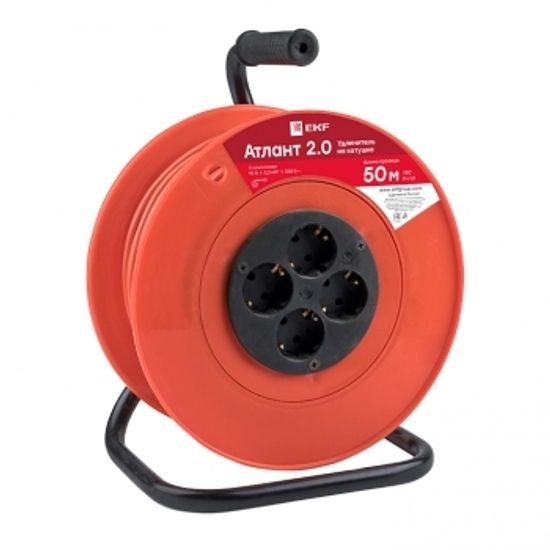 Удлинитель на катушке АТЛАНТ 2,2 кВт, 4 места, c/з 50 м 10 А