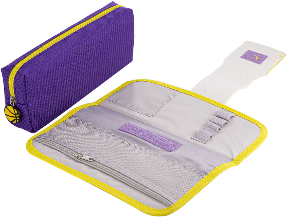 Пенал - косметичка Alingar, ПВХ, молния, боковой карман, съёмная косметичка, липучка,195 х 80 мм, "Sporter 23", микс (син/оранж, фиол/желт, черн/крас)