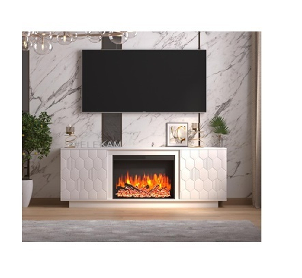 Каминокомплект Тумба Modern TV с очагом Pulsar 23B белый фасад белый