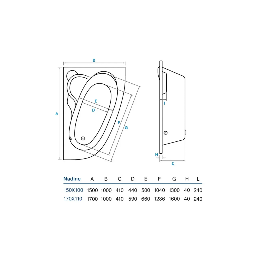 Акриловая ванна Koller Pool NADINE150X100R белая