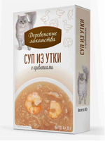 Лакомство "Суп из утки с креветками", для кошек, 35г х 4 шт. Деревенские лакомства