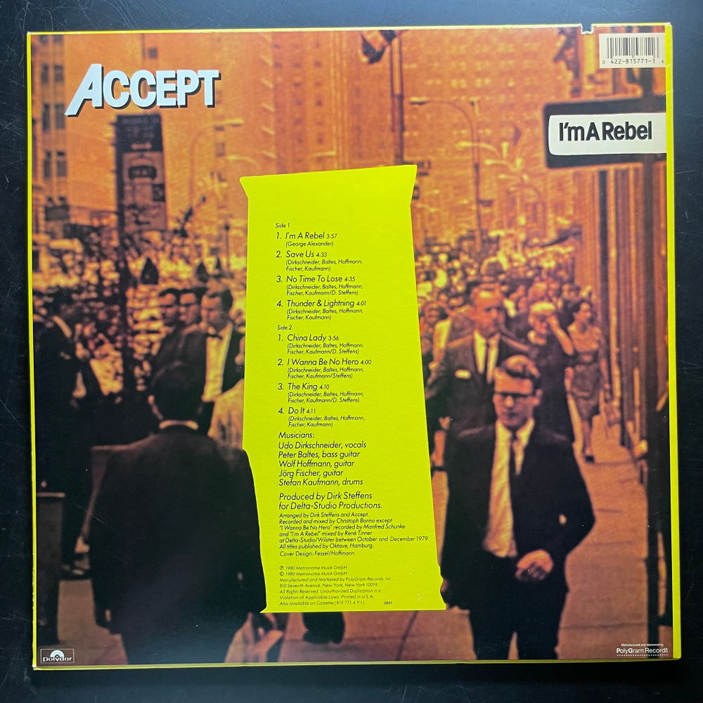 Accept ‎– I'm A Rebel (США 1986г.)