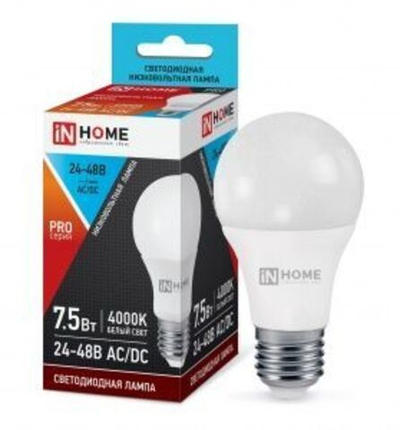 Лампа светодиодная низковольтная LED-МО-PRO 7,5Вт 24-48В Е27 4000К БЕЛЫЙ 600Лм IN HOME