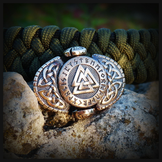 Замок для браслета из паракорда или кожи "Валькнут" бронза