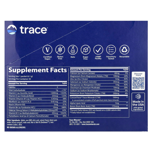 Trace, Power Pak, без сахара, цитрусовые, 30 пакетиков в стиках по 6,1 г (0,22 унции)