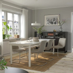 Стол и 6 стула - STRANDTORP / LUSTEBO IKEA/ СТРАНДТРОП/ ЛУСТЕБО ИКЕА, 150/260 см, серый/белый