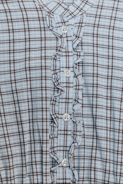 ZARA КОРОТКОЕ ПЛАТЬЕ В КЛЕТКУ С ВОЛАНАМИ, КОРИЧНЕВО-СИНИЙ