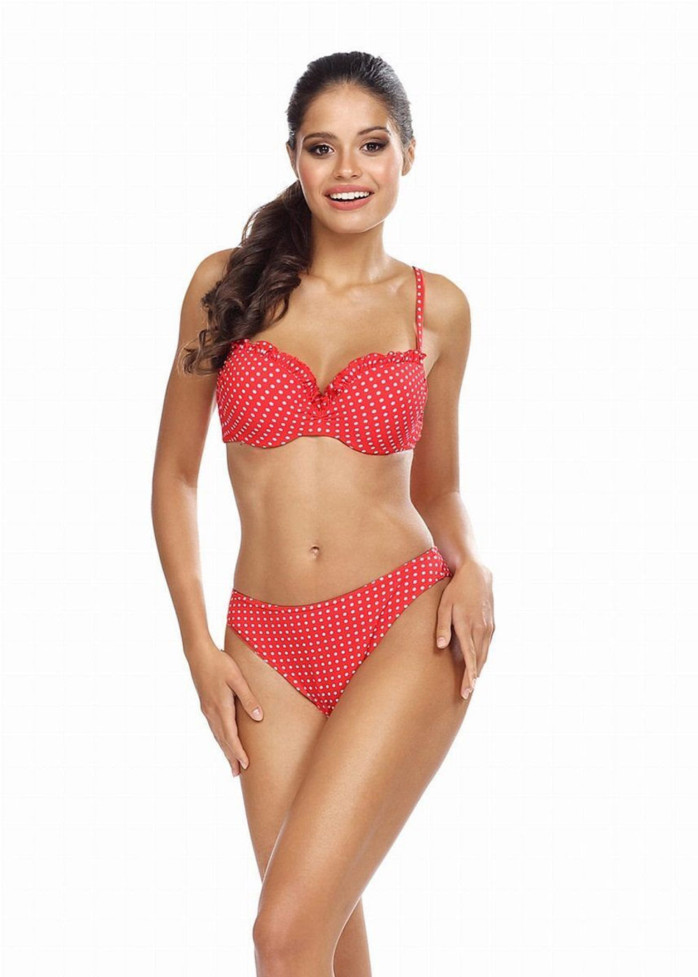 Игривый раздельный купальник в горошек (Размер: 80C/40) (Цвет: красный)
