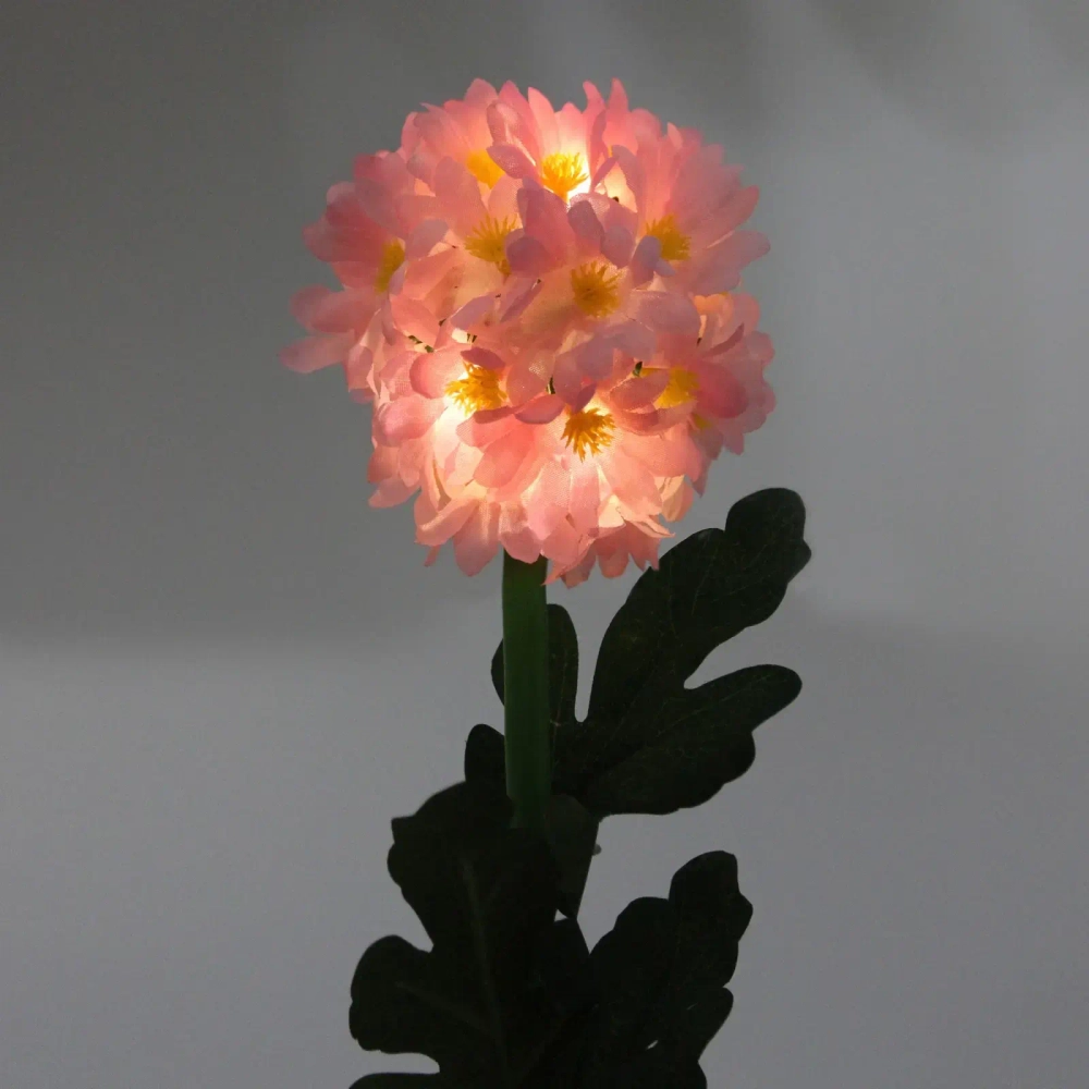 Светильник на солн.батарее (фигура на спице с подсветкой) «Гортензия» 73 см, Розовый (свечение тепл.белый)