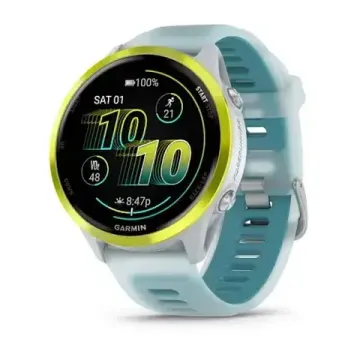 Умные часы Garmin Forerunner 570 - 47 мм Желтый алюминий с полупрозрачным белым/бирюзовым ремешком