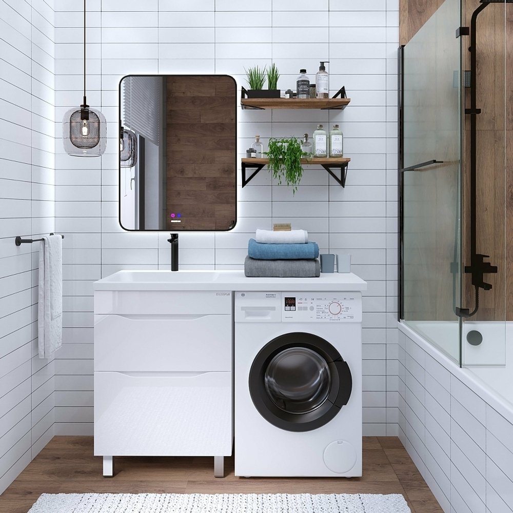 Раковина Grossman Madera Камилла 110 L 1101031 с местом под стиральную машину Белая
