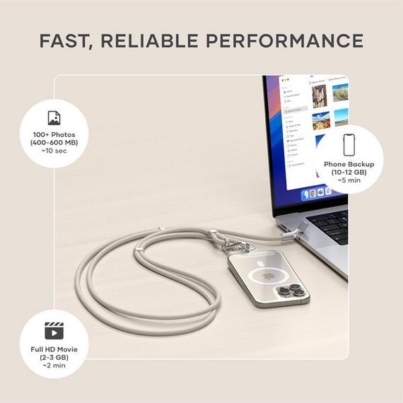 Зарядный кабель/ремень через плечо Satechi OntheGo Crossbody Lanyard Cable 60W 1.5 м (ST-LOTGLW) Sand