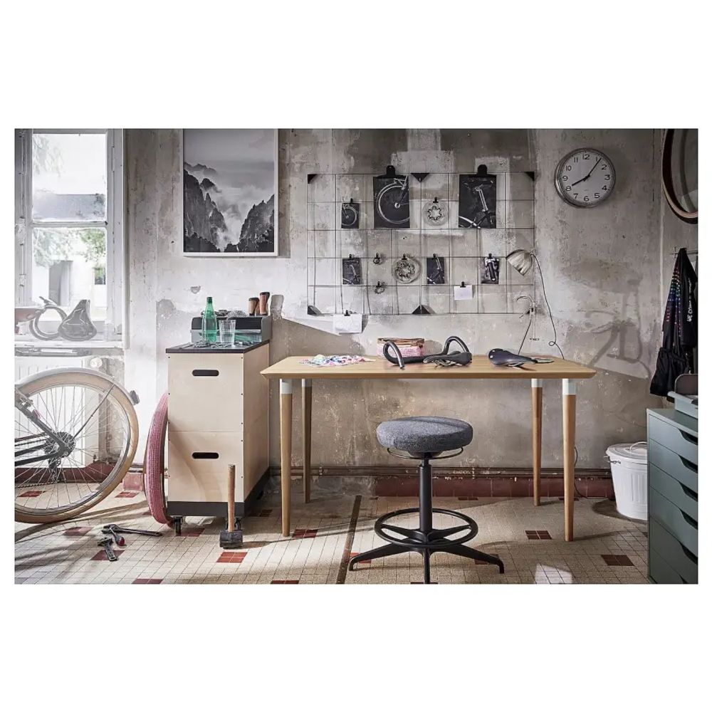 Письменный стол - IKEA ANFALLARE/HILVER, 140х65 см, бамбук/белый, АНФАЛЛАРЕ/ХИЛВЕР ИКЕА