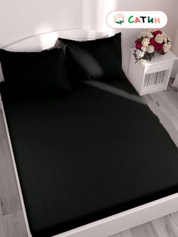 Простынь сатин Milky Garden "Black" 200x215 см