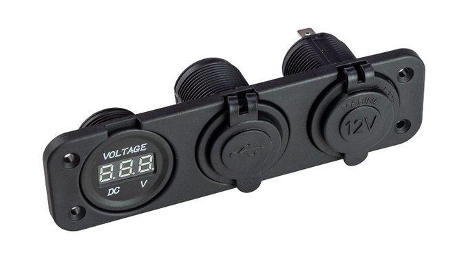 Панель с USB-разъемом 5в 2.1А, прикуривателем и вольтметром