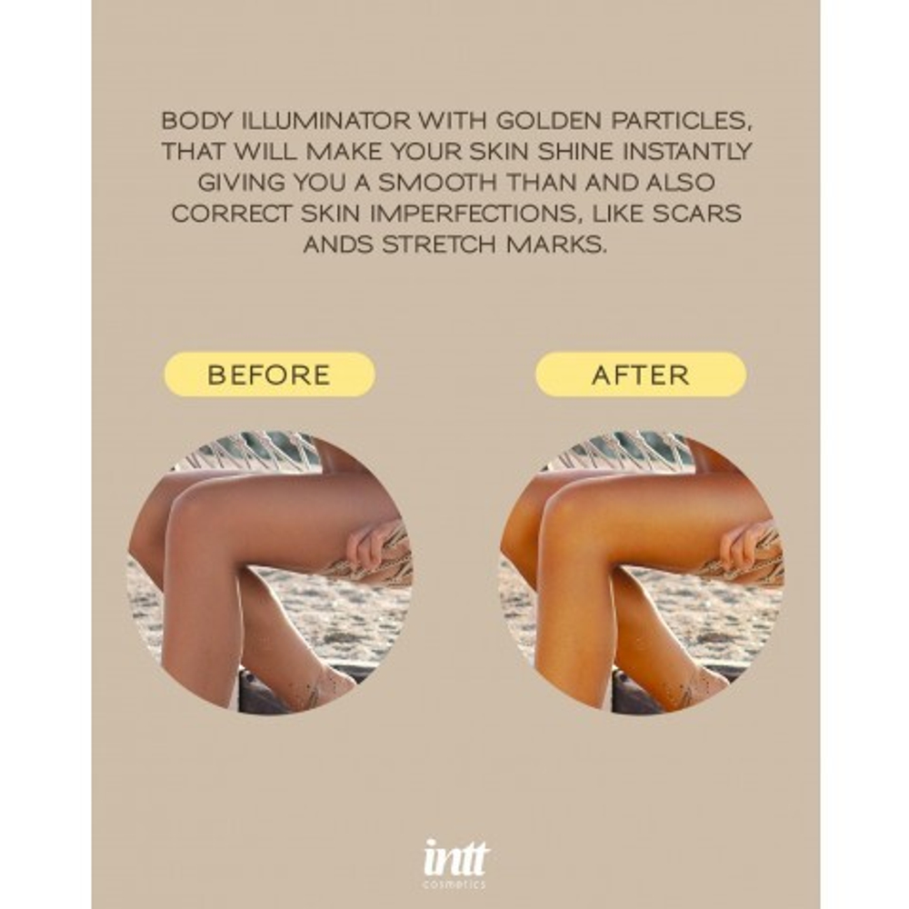 Хайлайтер для тела с ароматом ванили и золотистыми микрогранулами Intt Sexy Glow, 60 мл