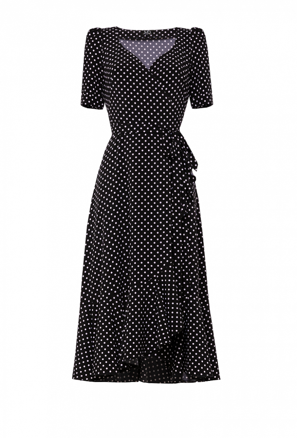 Платье чёрное в мелкий горох облегающее с запахом 07-02-21SS