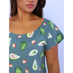 Романтическое платье-туника со «спущенными» плечами  223-001/хаки-авокадо