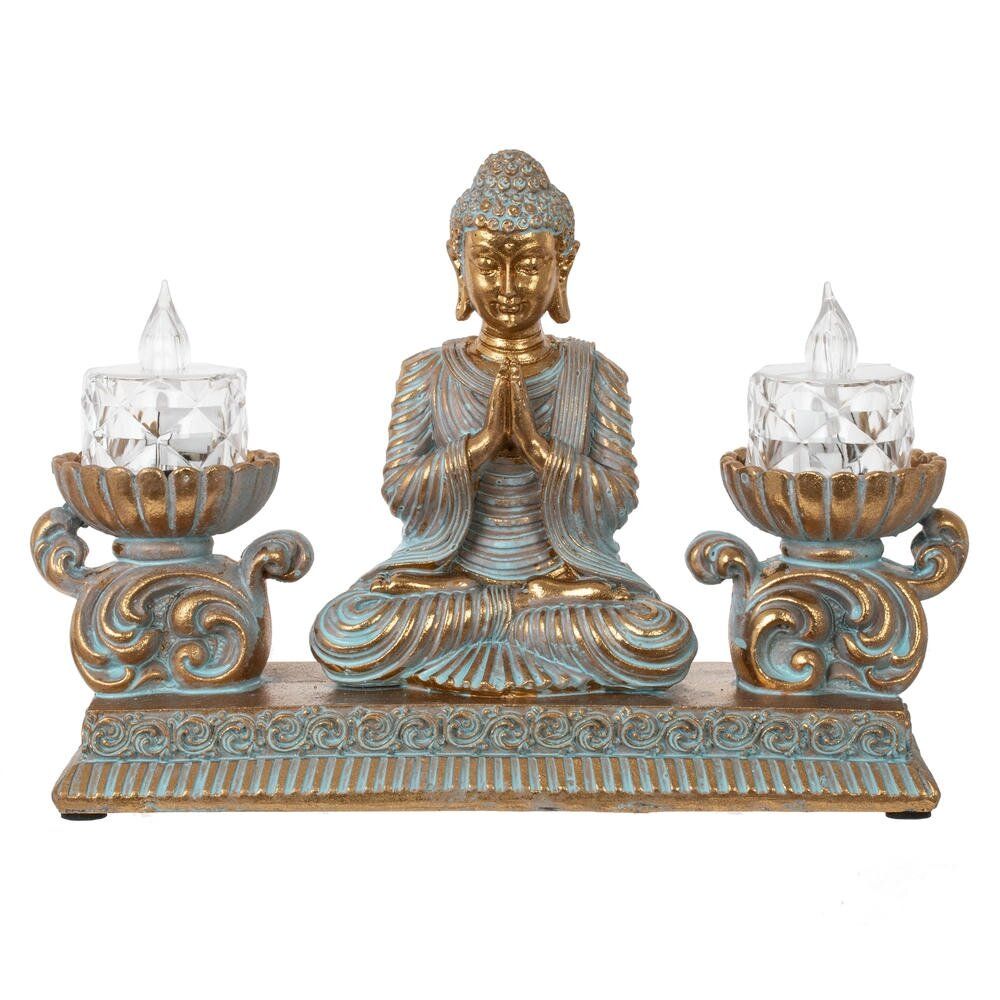 GAEM Фигурка декоративная "Будда"с 2-мя LED свечами , L21,5 W7,5 H14,5 см