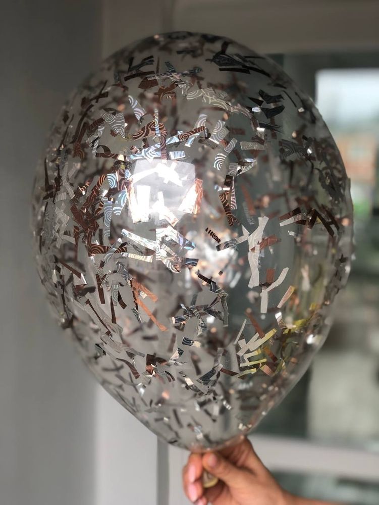 Воздушный шар с наполнением конфетти полоски шоколадные/коричневые ПАЛИТРА №4155