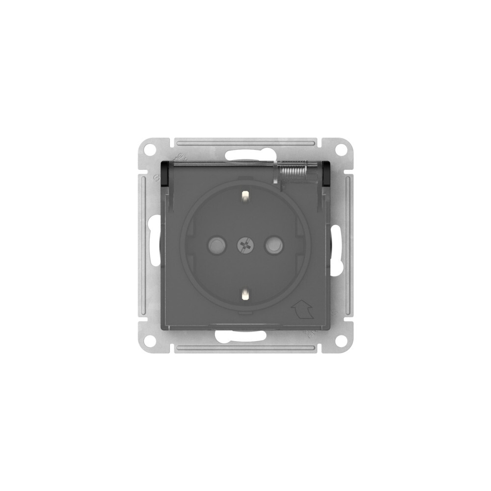 ATLASDESIGN AQUA РОЗЕТКА с зазем. со шт. с прозрач. крыш, 16А,IP44, мех., быстрозажим. клем.,КАРБОН