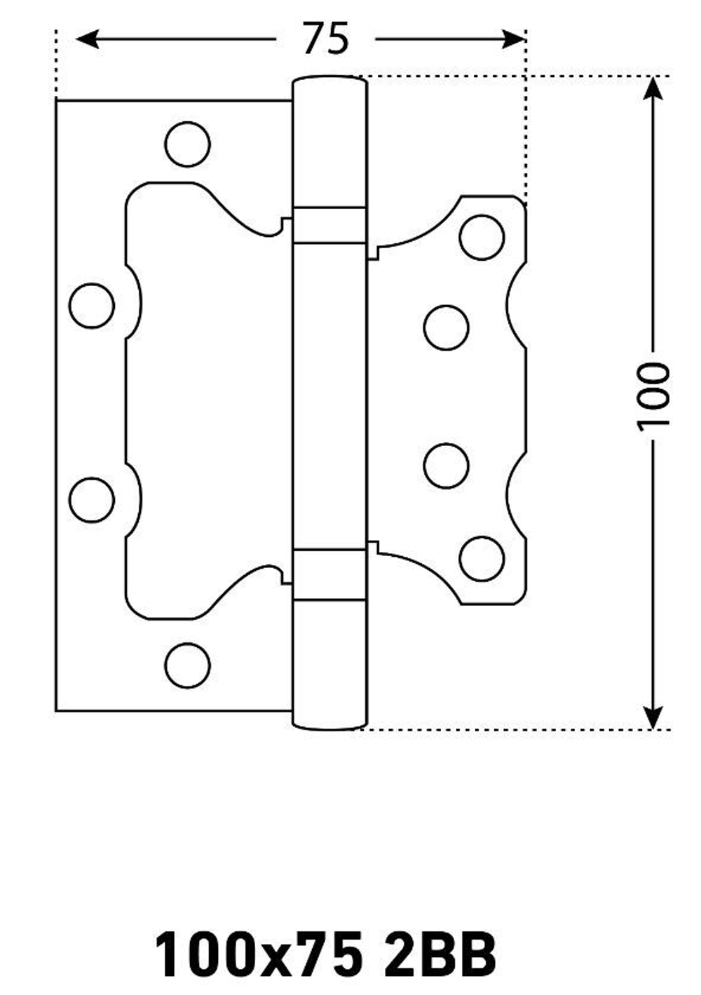 Петля  БЕЗ ВРЕЗКИ  АЛЛЮР  накл. 2BB WW белая (цена за 2шт) 100*75  2 подш. БЛИСТЕР  / 1 048