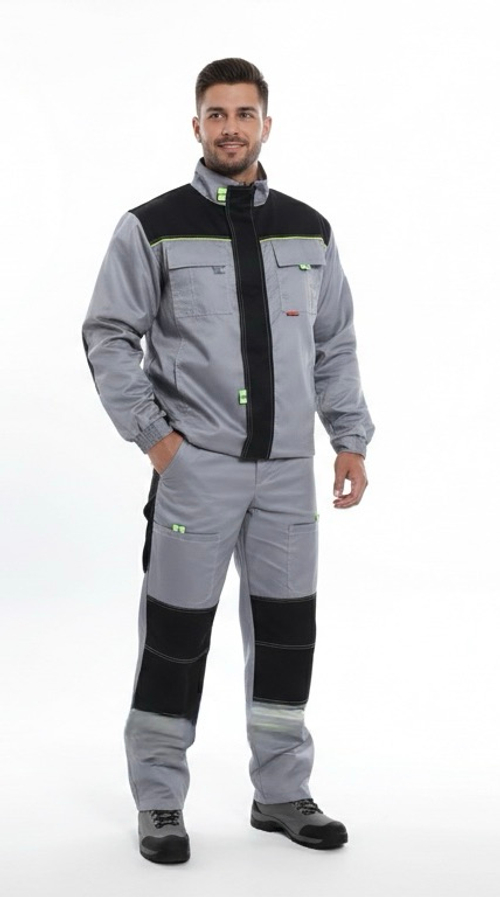 Костюм Nerss Практик, куртка + полукомбинезон. Серый с черным