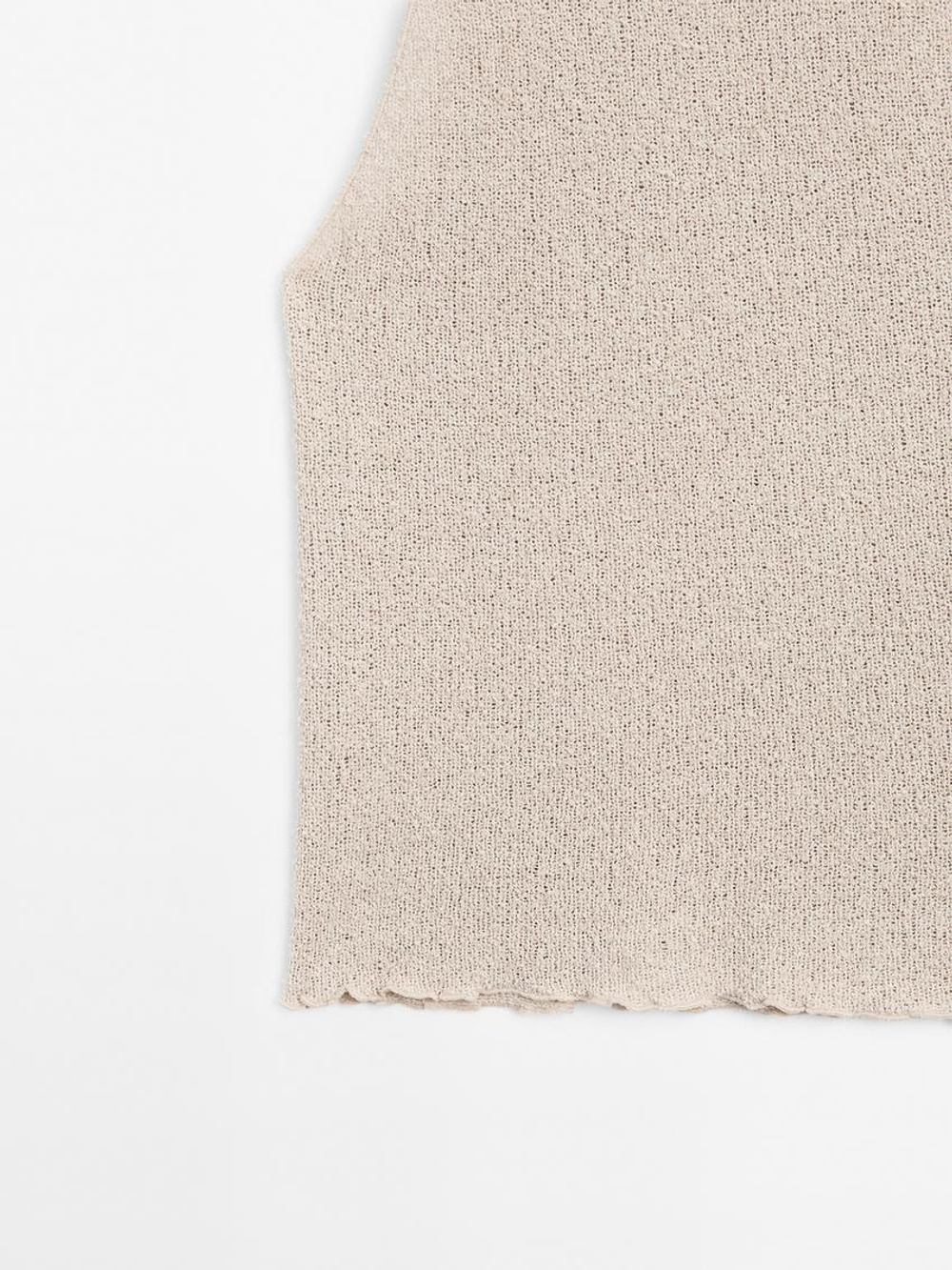 Massimo Dutti Топ из рельефного трикотажа с горловиной халтер, дымчатый