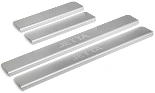 Накладки на пороги Rival для Volkswagen Jetta VI 2010-2019, нерж. сталь, с надписью, 4 шт., NP.5805.3