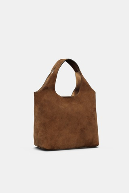 ZARA КОЖАНАЯ МИНИ-СУМКА-ШОПЕР, КОРИЧНЕВЫЙ