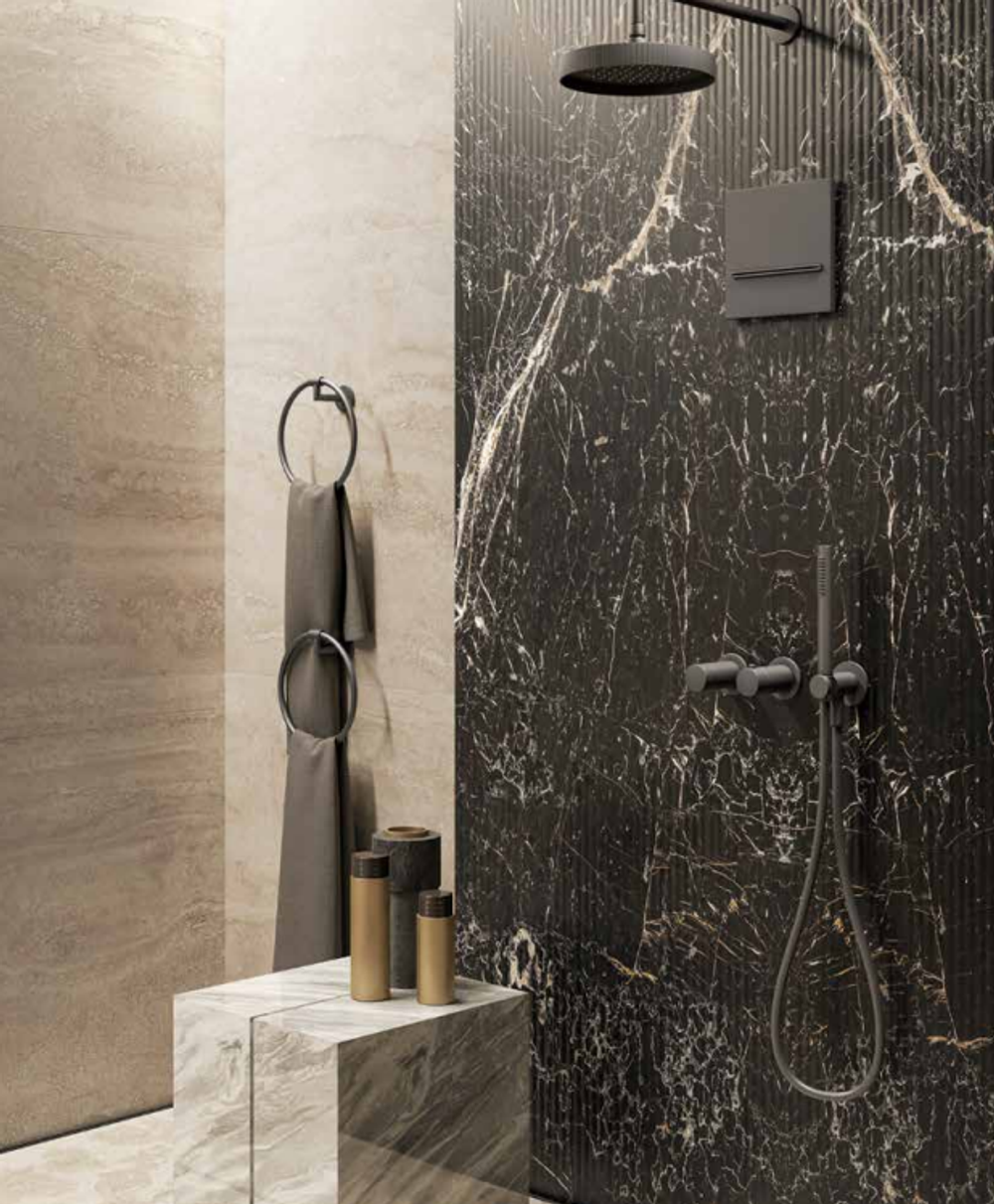 Термостат Gessi Anello, настенный, встраиваемый, на 2 потребителя, цвет Black Metal Brushed PVD