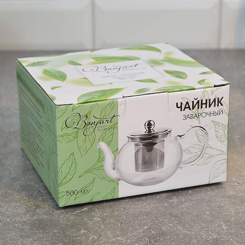 Чайник заварочный 0,5л стеклянный, 125-001