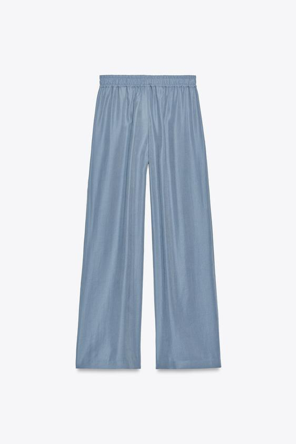 ZARA ШИРОКИЕ БРЮКИ ИЗ МЯГКОЙ ТКАНИ, СЕРО-СИНИЙ