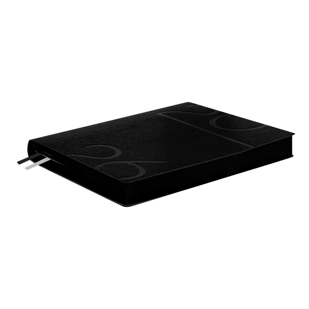 Ежедневник датированный 2026 ESCALADA, #ДУМАЙ КАК МИЛЛИАРДЕР, А6+, 176 л., арт. 70301/ 20 ЛЕЗЕРЕТТО ЧЁРНЫЙ (кожзам: 126x174 мм, мягкий переплёт, материал обложки: искусственная кожа "Лезеретто"; декор: блинтовое тиснение; способ крепления блока: нитк