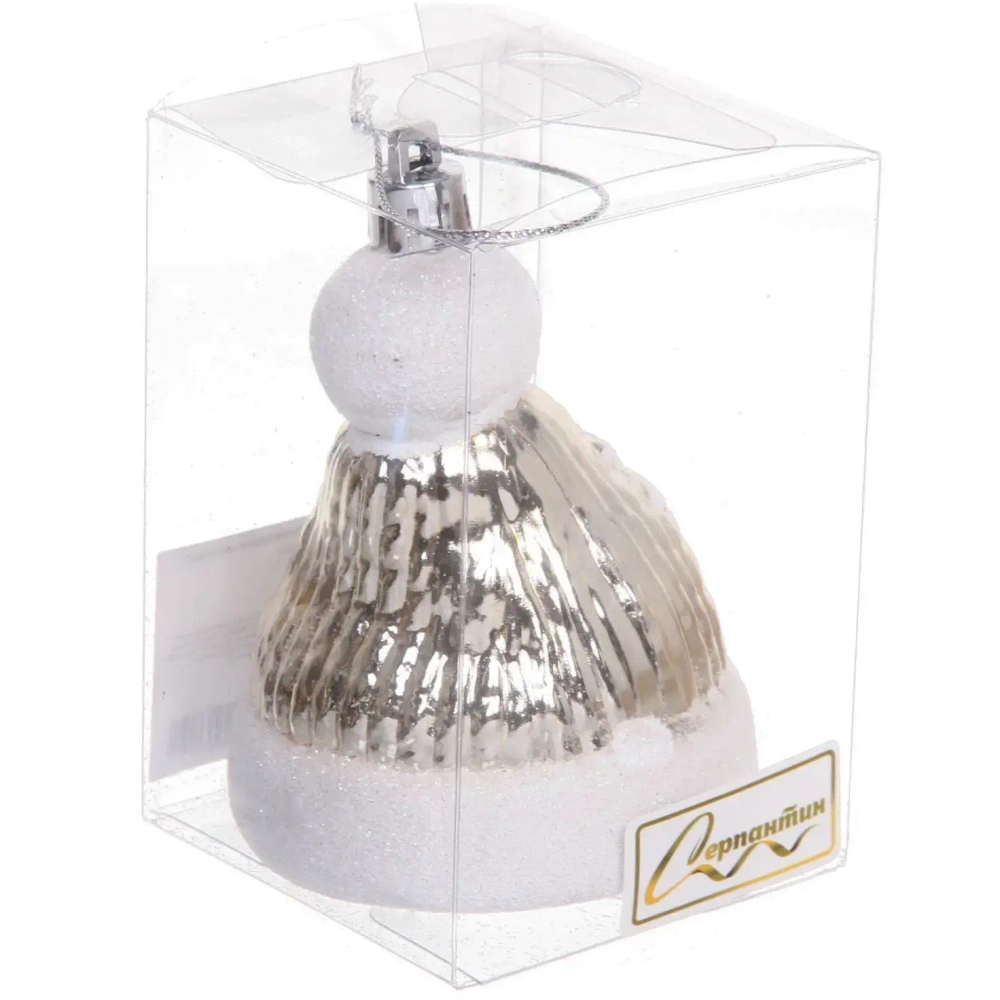 Ёлочная игрушка «Новогодняя шапочка» 6,5*6,5*9,5 см, шампань